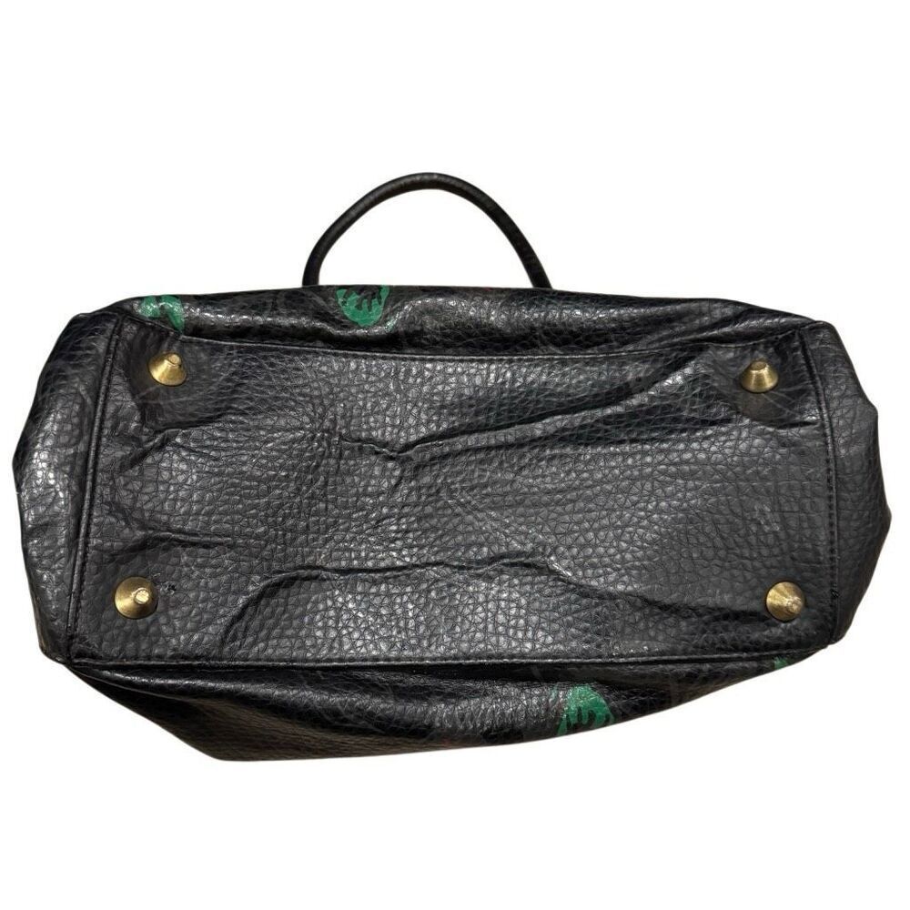 Steve Madden Y2K Black Floral Satchel Bag Pebbled Faux Leather - Picture 6 of 9